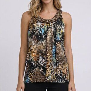 Dress Barn Studded Jewel Collar Multicolor Sleeveless Top